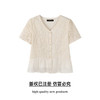 奢姿大码女装2025夏季气质温柔拼接雪纺蕾丝衬衫胖妹妹V领上衣9952253351 商品缩略图0