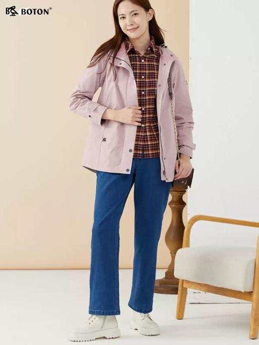 【防风舒适】波顿女士春秋季粉色时尚短款连帽风衣外套LJ890123 商品图1