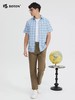 波顿男士春夏季浅蓝色格子美式休闲短袖衬衫MS033224 商品缩略图4