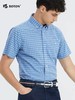 波顿男士春夏季灰蓝色格子美式休闲短袖衬衫MS031224 商品缩略图2