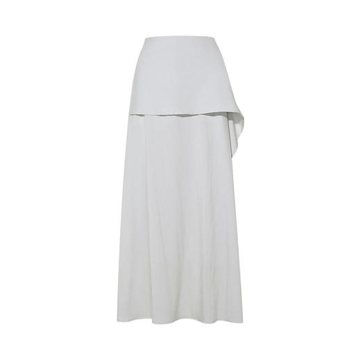 两三事 风信漫境 2025夏季新款文艺风字母刺绣不规则直筒半身裙 商品图4