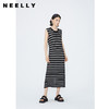 NEELLY纳俪商场同款夏新款无袖针织连衣裙女黑白休闲条纹显瘦长裙N25054Y04650 商品缩略图0
