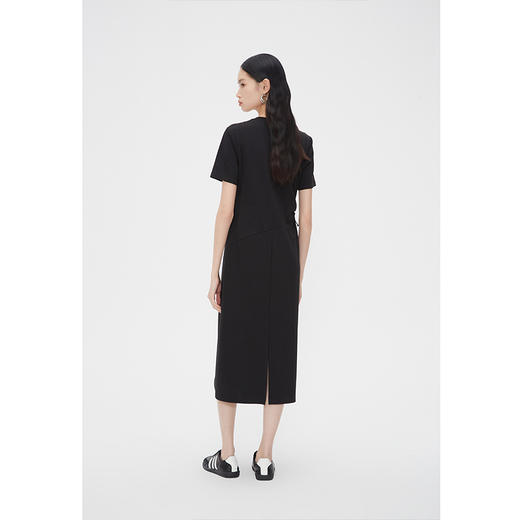 NEELLY纳俪商场同款夏季新款短袖连衣裙女通勤侧腰可调节抽绳长裙N25054Y04594 商品图3