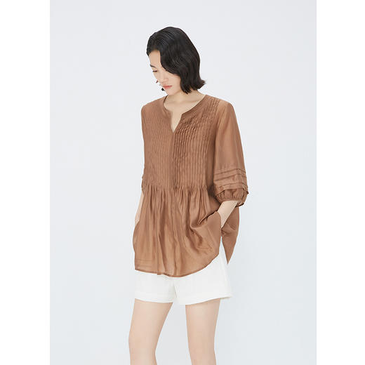 NEELLY纳俪商场同款夏季新款简约显白五分袖衬衫女宽松舒适上衣N25054R04605 商品图1