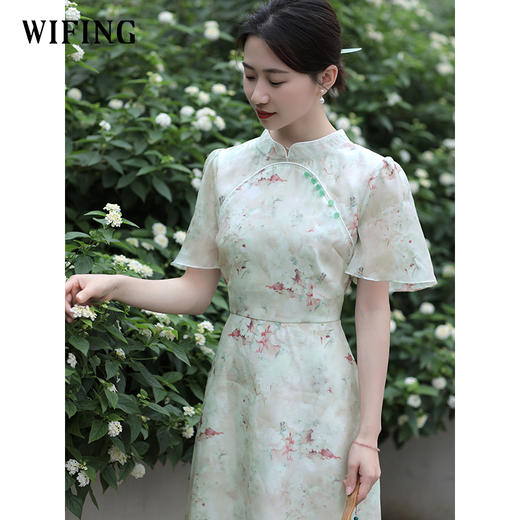 未风雪纺改良旗袍连衣裙女夏2025夏季新款女装新中式国风短袖裙子 商品图2