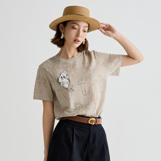 谜底针织衫短袖女2025夏季新品复古文艺宽松H型中长毛衣252MZ0893 商品图1