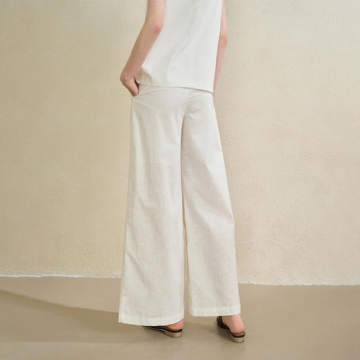【舒适棉麻面料】文艺气质压褶直筒裤女夏季宽松阔腿裤V1150687 商品图4