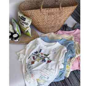 2025新品 软软同款【彩绘涂鸦T】韩版宽松减龄百搭彩色童趣印花凉感T恤