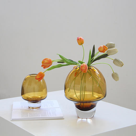 现代简约厚底大肚子小口玻璃水培高级感客厅餐厅样板房台面装饰品 商品图4