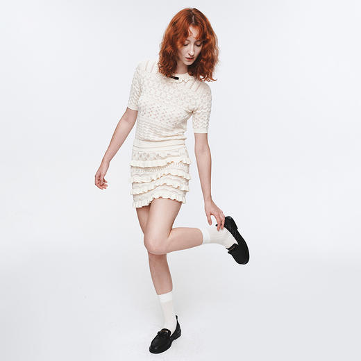 Herlian2025年春夏新品木耳边设计针织半袖 商品图1