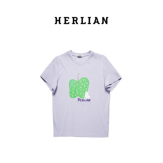Herlian2025年夏季新品女士一颗苹果小狗图案印花TEE 商品图4