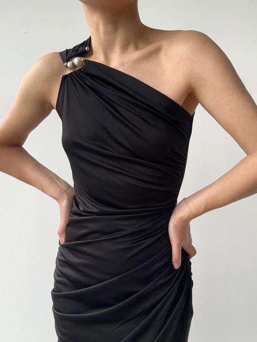 SIJIA｜斜肩醋酸针织连衣裙 [ 黑SS2549 / 米白SS2550 ] 商品图6