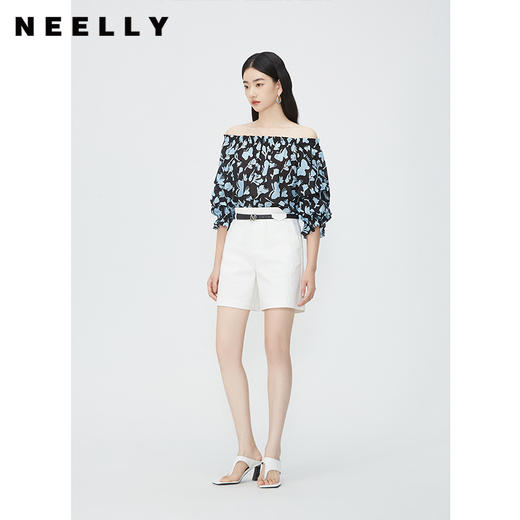 NEELLY纳俪商场同款夏季新款高腰显瘦百搭阔腿短裤女休闲宽松百搭N25054H04619 商品图0