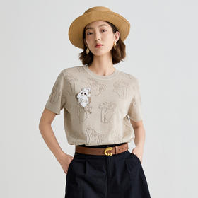 谜底针织衫短袖女2025夏季新品复古文艺宽松H型中长毛衣252MZ0893