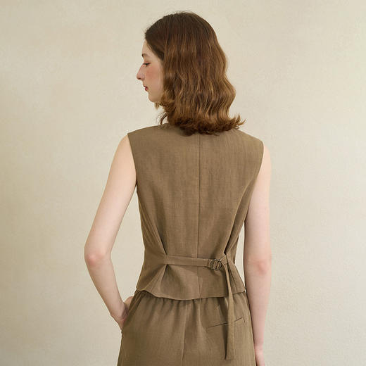 老钱风简约随性气质套装女夏季V领马甲搭短裤两件套V1050581 商品图4