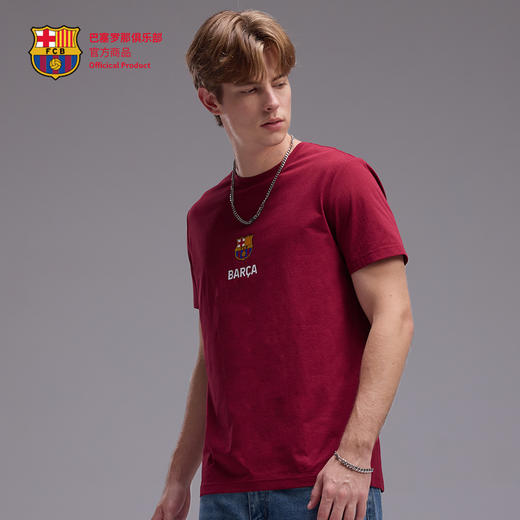 【官方正版】巴塞罗那俱乐部丨巴萨红色T恤简约队徽夏日运动透气短袖 商品图2