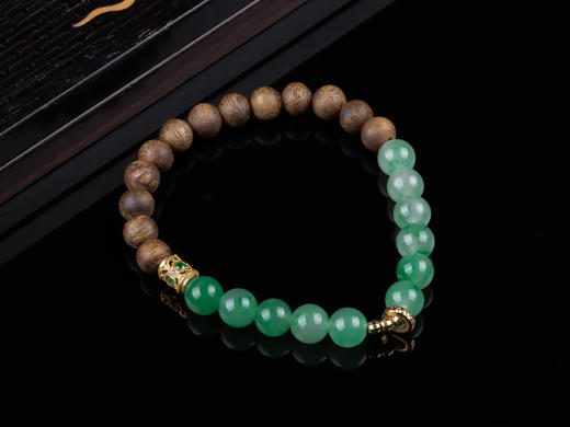 XY0268沉香+非洲翠925银手串 商品图3