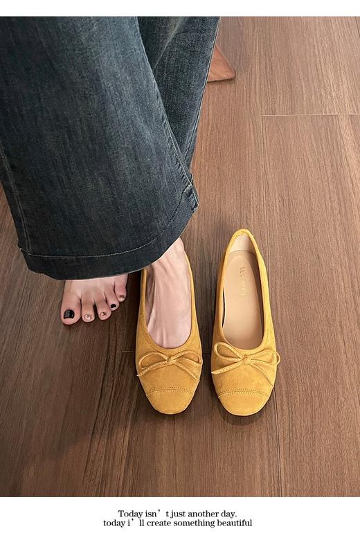 【百图lulu好物】法式绒面单鞋仙女鞋 浅口圆头蝴蝶结 芭蕾鞋 商品图10