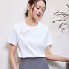 玳莎蝴蝶刺绣白色T恤女2025年夏季新款显瘦百搭圆领绣花短袖上衣  FB32104 商品缩略图0