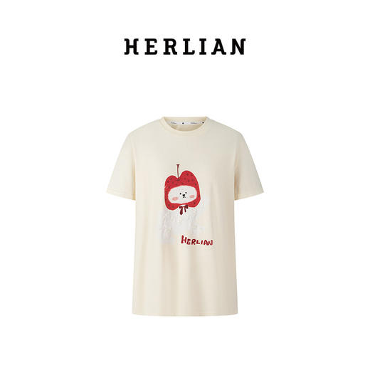 Herlian2025年春夏新品苹果小狗logo图案设计宽松T恤休闲短袖 商品图3