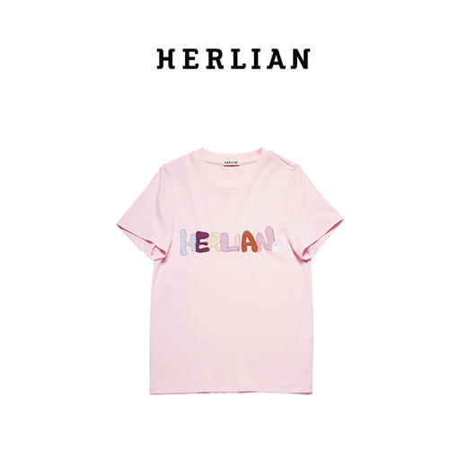 Herlian2025年夏季新品女士短袖彩色字母LOGO印花休闲TEE 商品图4