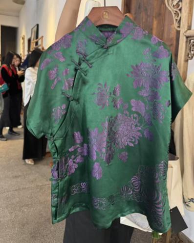 盛唐牡丹| 民国真丝老面料偏襟上衣 商品图0