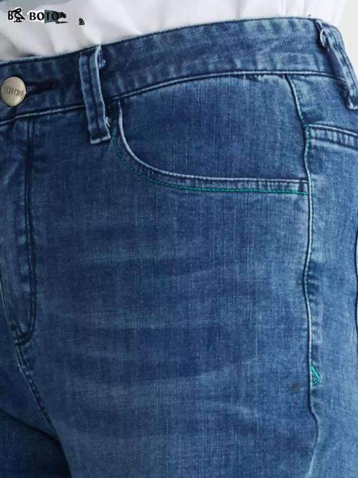 波顿女士夏季薄款九分直筒冰爽天丝浅蓝色高腰牛仔裤LF622222 商品图3
