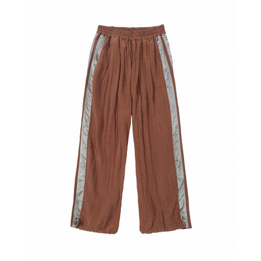 谜底休闲裤女2025夏新品复古撞色拼接大廓形阔腿裤长裤252MK0585 商品图4