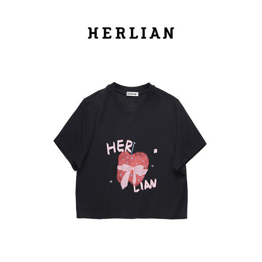 Herlian2025年春夏新品一颗苹果蝴蝶结系带印花TEE短袖 商品图4