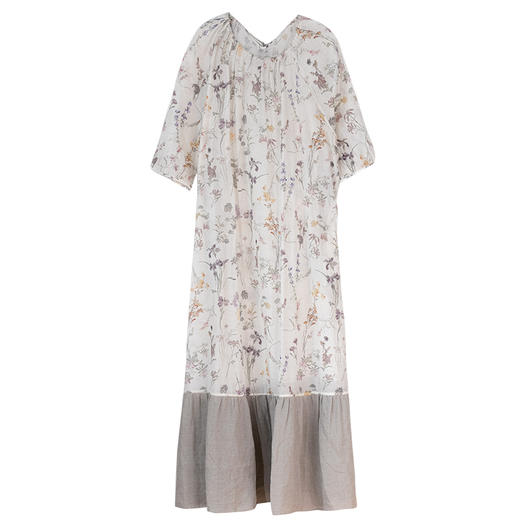 牧衣游原创 丝棉印花连衣裙新品浪漫轻薄设计感拼接气质长裙 颂诗 商品图4