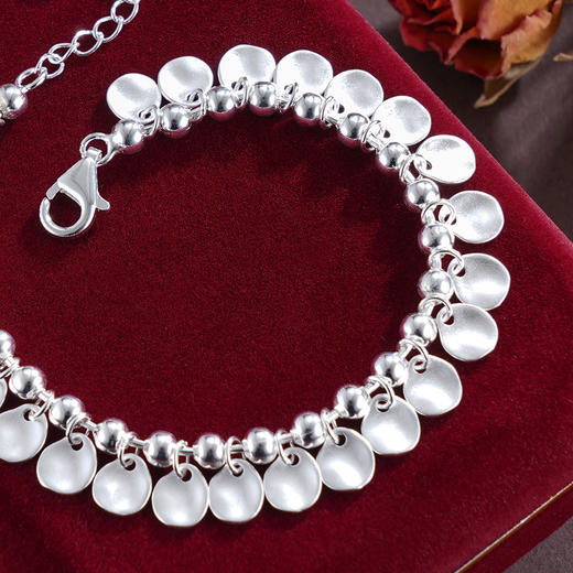 子佩集S925银【清波荡漾】手链【SL819】纯银磨砂圆片2504 商品图5