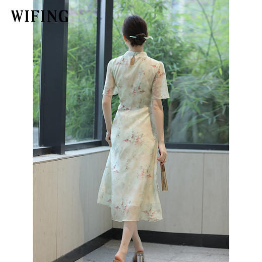 未风雪纺改良旗袍连衣裙女夏2025夏季新款女装新中式国风短袖裙子 商品图3