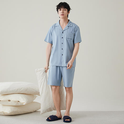 I'd爱帝男士短袖套夏季薄款透气纯棉家居服套装 商品图8
