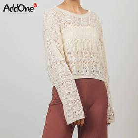 AddOne+1 New 瑜伽时尚圆领镂空天丝针织衫外搭