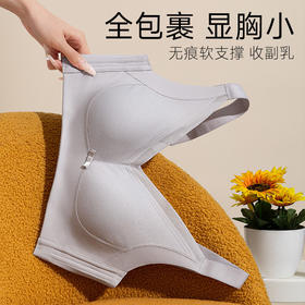 QC-W6245*  全罩杯内衣大胸显小桑蚕丝薄款缩胸收副乳防下垂调整型大码文胸（单件）