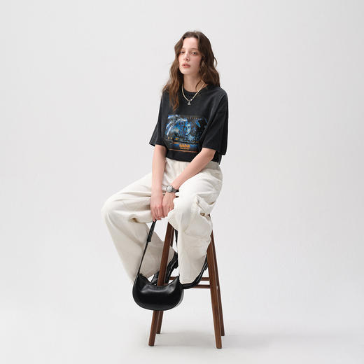 714street美式复古恐怖电影海报水洗短袖T恤男2025夏季新款情侣装 商品图4