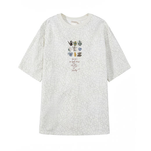 谜底T恤短袖女2025夏季新品休闲日常肌理感宽松H型上衣252MT0572 商品图4