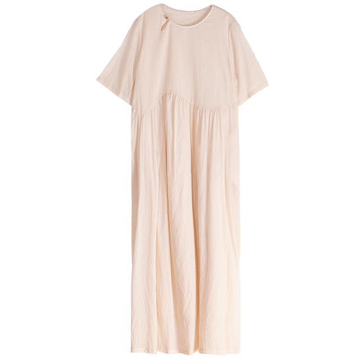 牧衣游原创 100支全棉连衣裙新款轻薄柔软舒适纯色文艺长裙 月观 商品图4