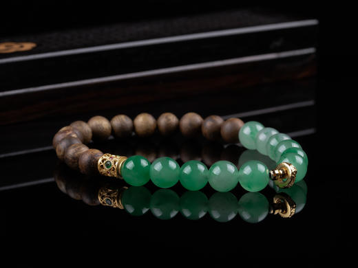 XY0268沉香+非洲翠925银手串 商品图8