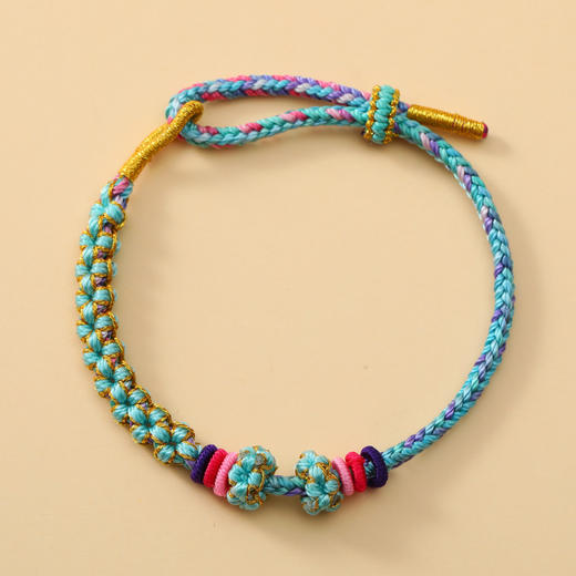 【端午节桃花结手绳】男女diy半成品 可穿珠配饰手链 十里桃花五彩手绳 商品图8