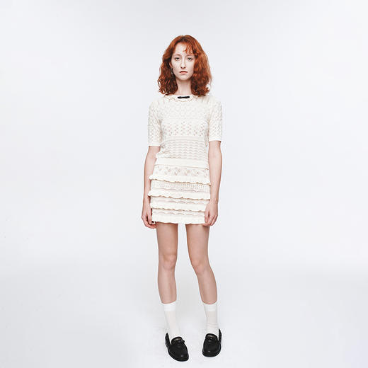 Herlian2025年春夏新品木耳边设计针织半袖 商品图0