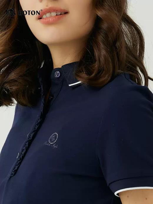 波顿女士夏季纯色短袖POLO设计感小众保罗衫LT291223 商品图2