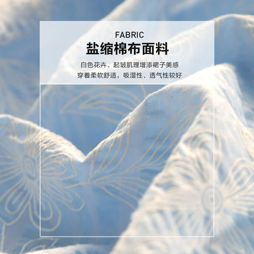未风蓝色衬衫领连衣裙女夏2025夏季新款气质假两件泡泡袖收腰裙子 商品图4
