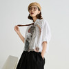 谜底衬衫分袖女2025夏季新品复古风通勤大廓形T型短衬衣252MC0530 商品缩略图1