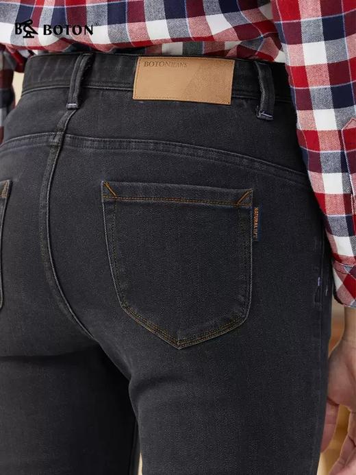 【火山岩】波顿女士秋季加绒牛仔裤｜深灰色合身版型 弹力保暖 通勤显瘦长裤LE275322 商品图1