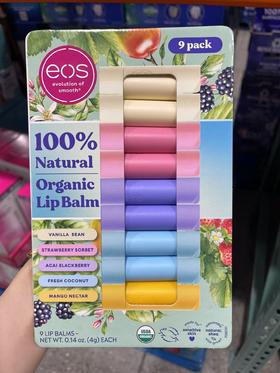 到手价169元 EOS果味天然保湿润唇膏9只装 有机 100%纯天然水果味 美国代购，无中文标签，介意慎拍
