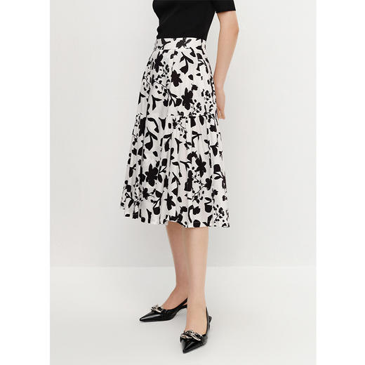 NEELLY纳俪商场同款高腰碎花半身裙女中长款伞裙夏季过膝A字裙子N25054E04642 商品图2