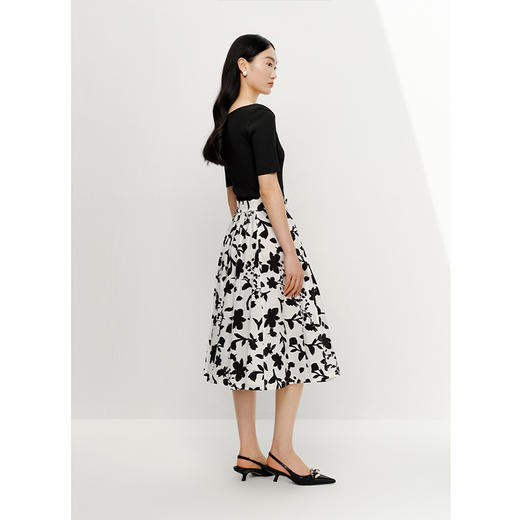 NEELLY纳俪商场同款高腰碎花半身裙女中长款伞裙夏季过膝A字裙子N25054E04642 商品图3