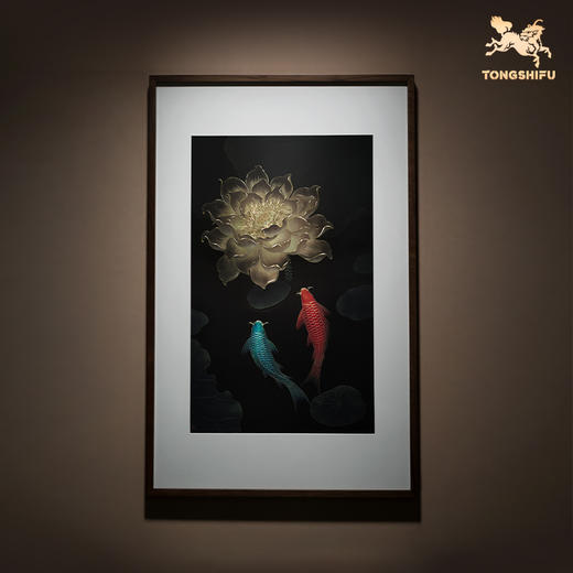 铜师傅 手工錾刻 铜雕画《福运锦鲤》客厅玄关沙发背景墙装饰画 商品图3
