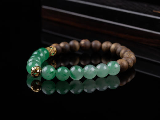 XY0268沉香+非洲翠925银手串 商品图7